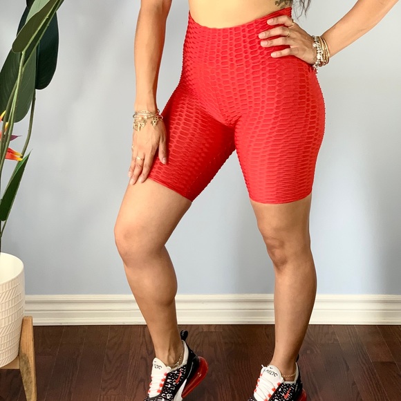 TikTok Biker Shorts - Textured ~ Red - Picture 1 of 5